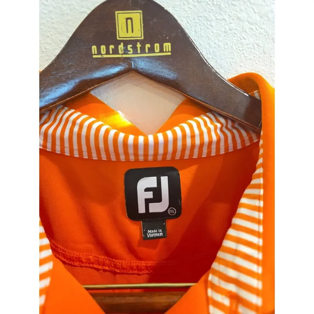 FootJoy Mens Orange Performance Golf Polo Shirt Short Sleeve‎ Size 2XL FJ Logo